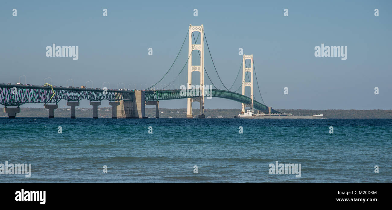 Mackinac Bridge connecting the lower and upper peninsulas of Michigan