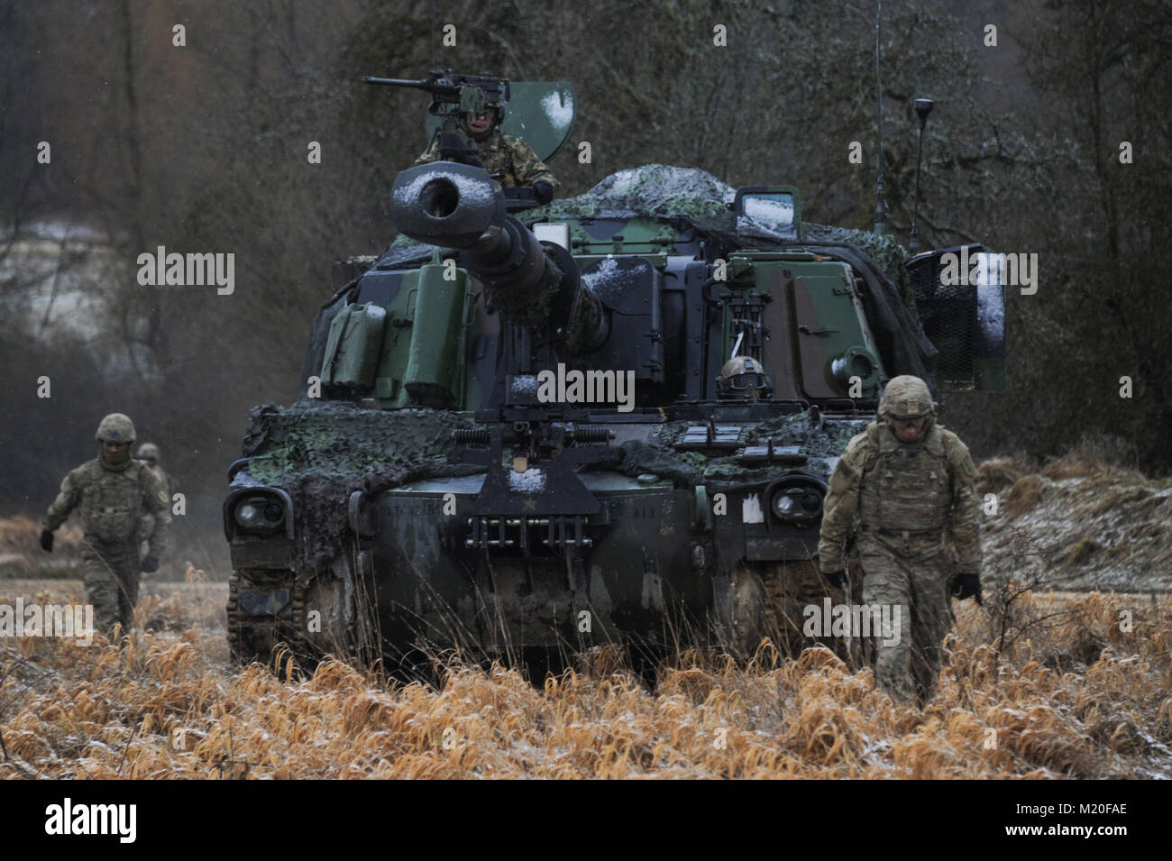 U.S. Soldiers with Battery A, 1st Battalion, 7th Field Artillery Regiment, 2nd Armored Brigade