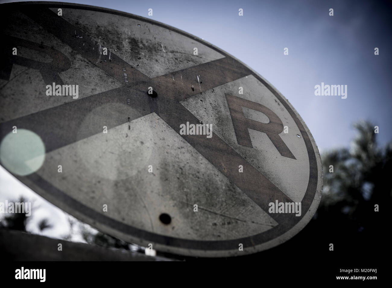 Vintage Railroad Sign Stock Photo - Alamy