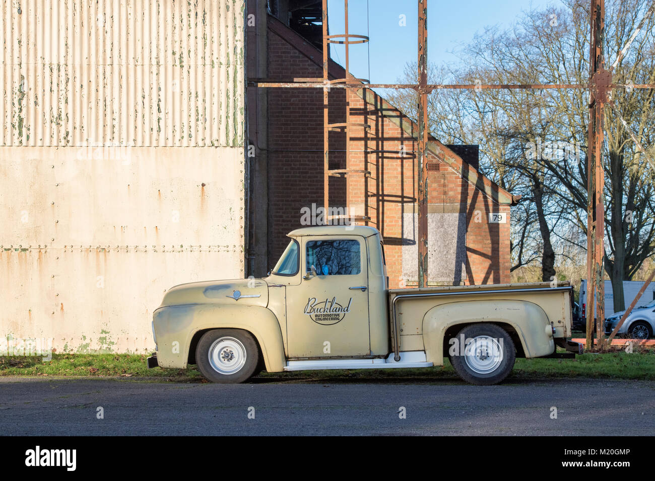 1956 Ford F100 pickup truck at Bicester Heritage Centre. Oxfordshire, England Stock Photo