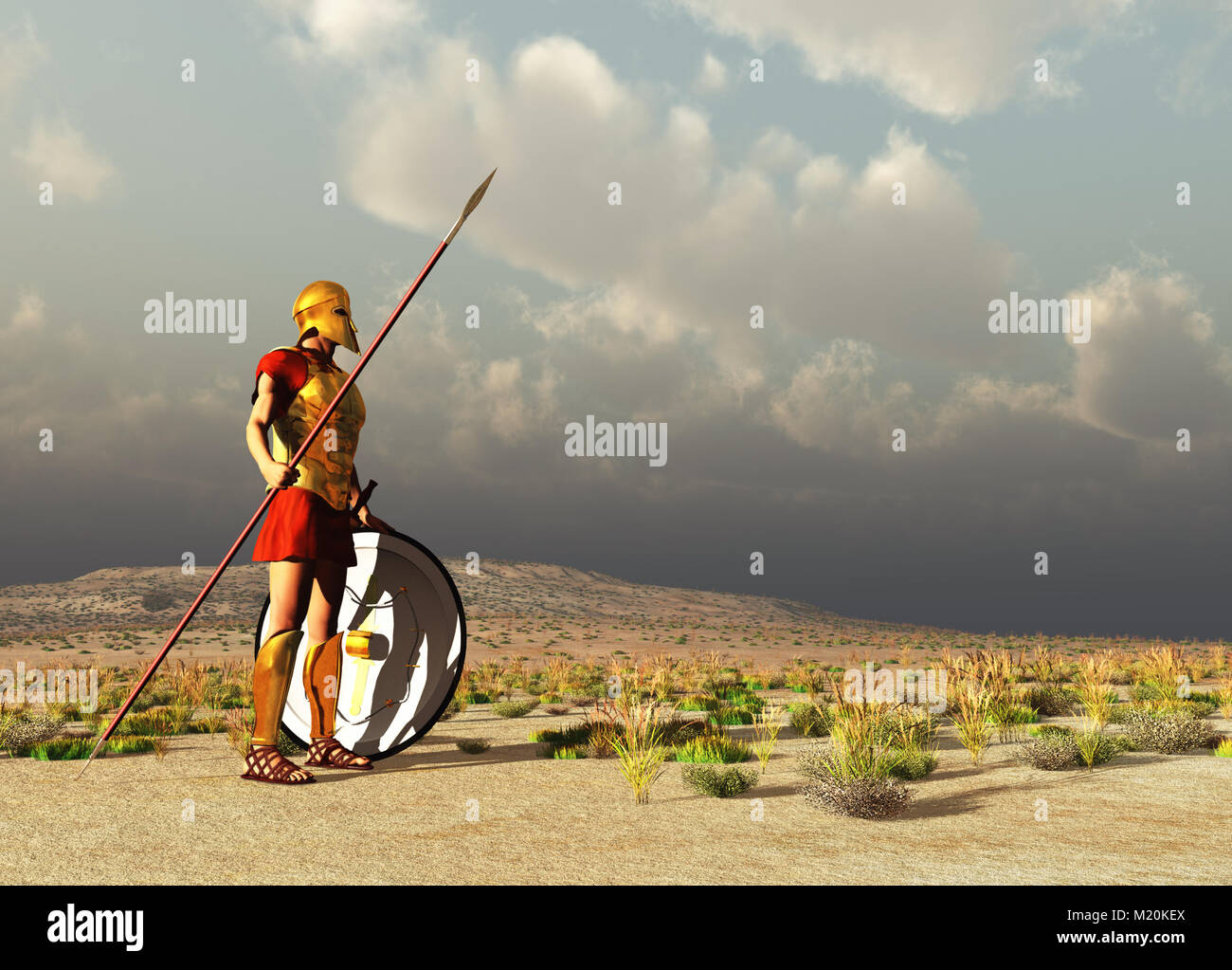 3d illustration of an ancient Greek warrior Stock Photo