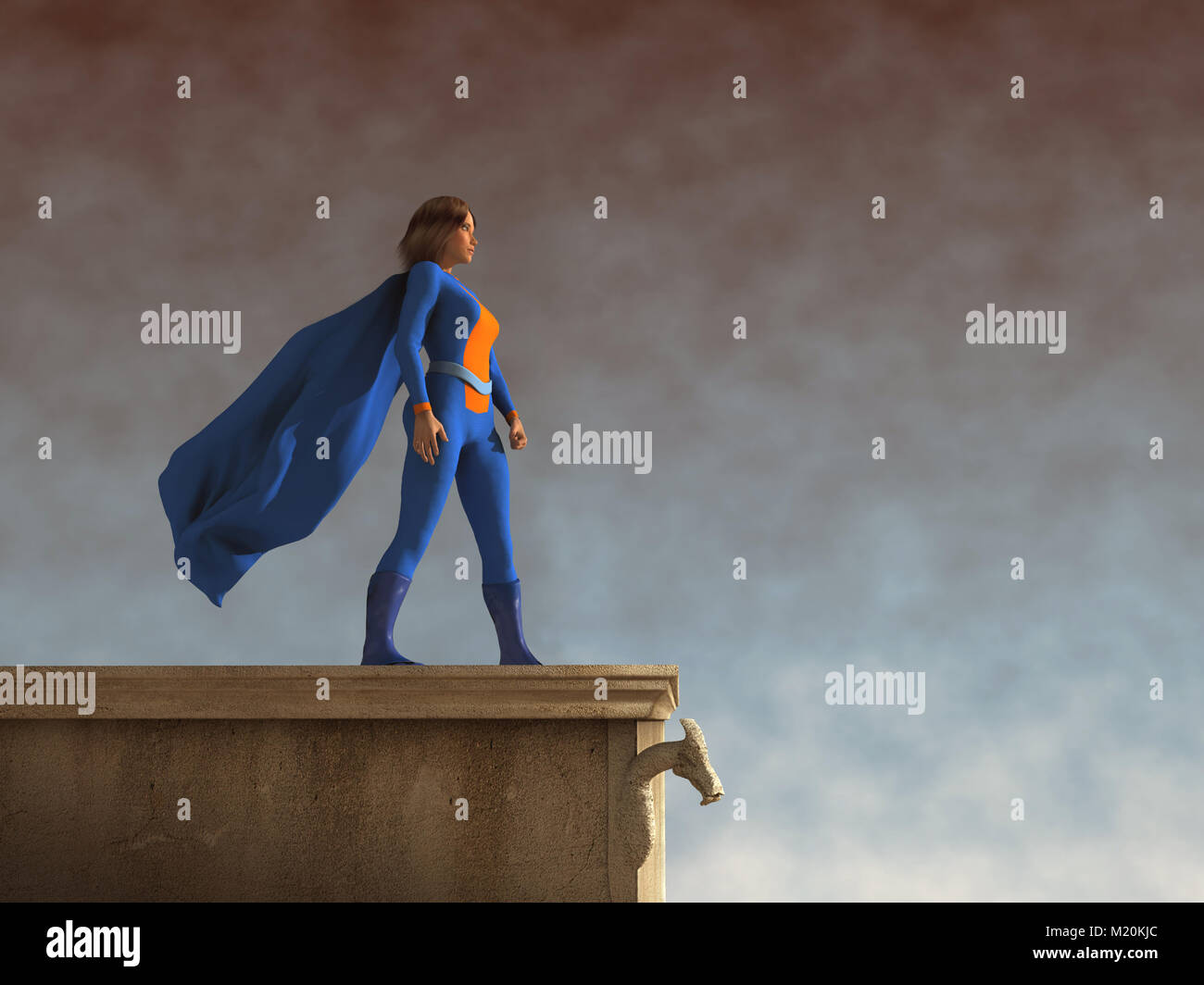 3D Illustration of a super heroine Stock Photo