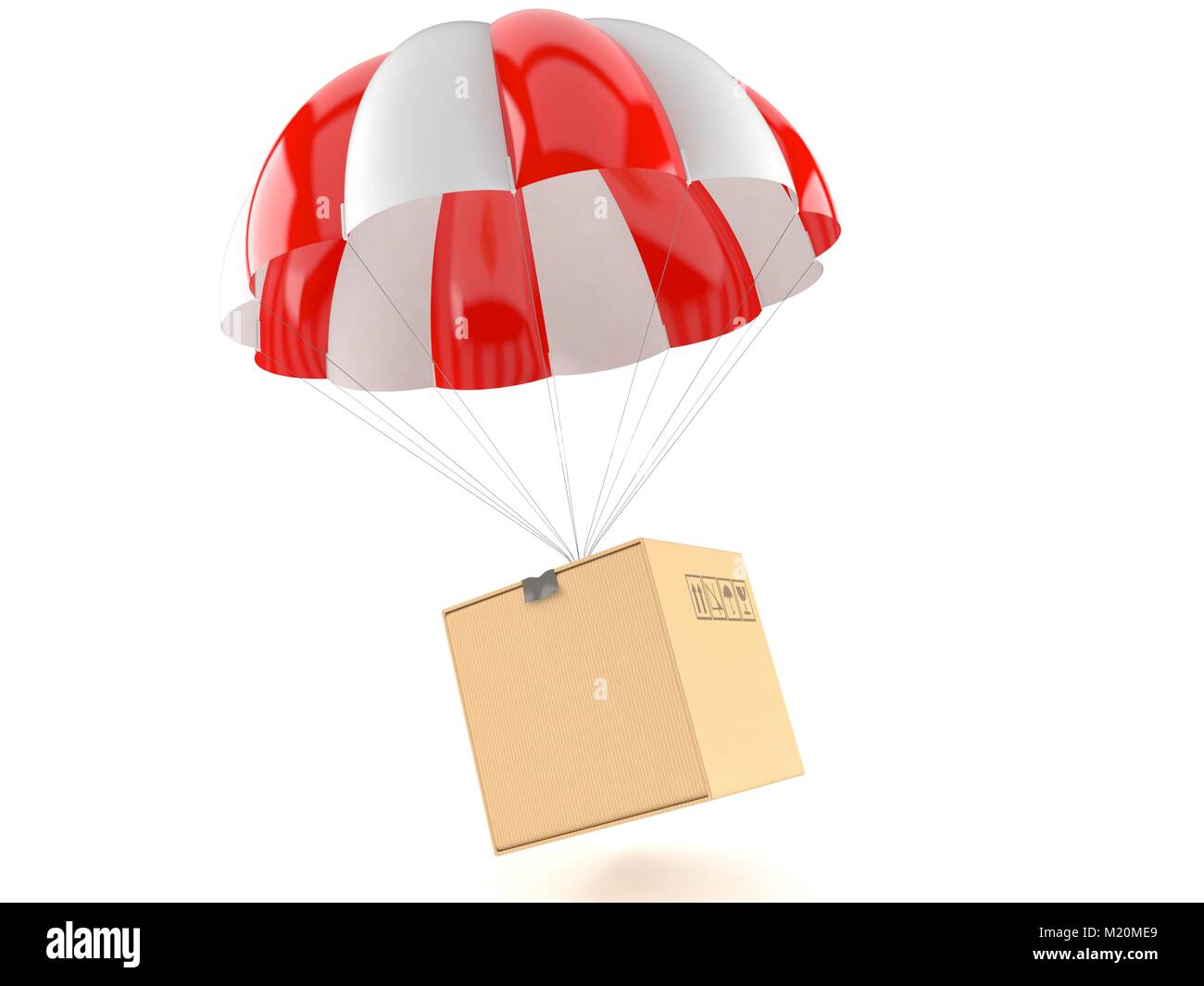 Parachute with package isolated on white background Stock Photo - Alamy