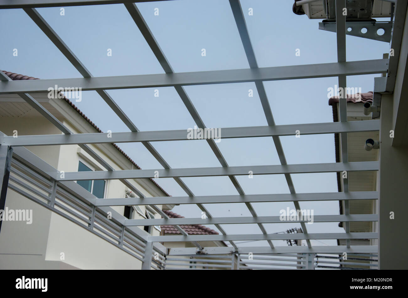 Structure Of Steel Roof Frame For Construction Stock Photo