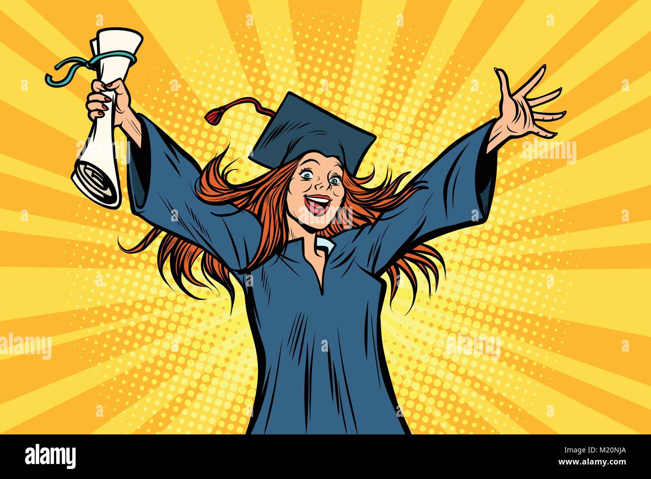 happy graduate girl student of the College or University Stock Vector