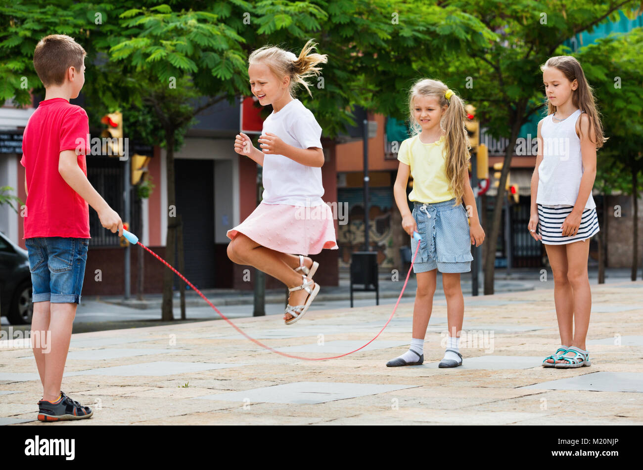School Girl Skipping Rope Stock Photos & School Girl Skipping Rope
