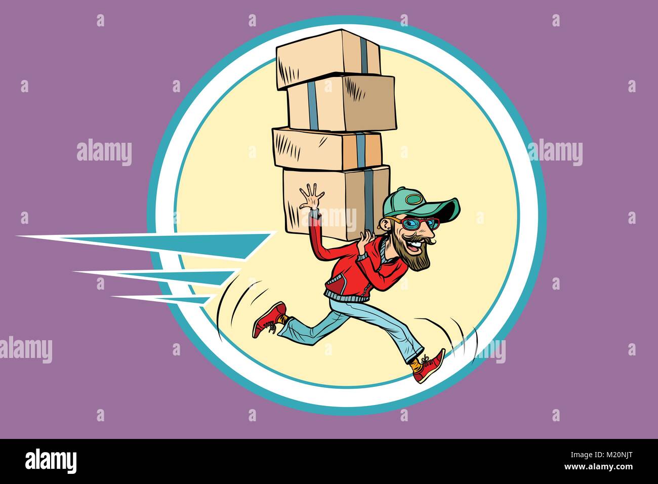 courier runs delivery Stock Vector