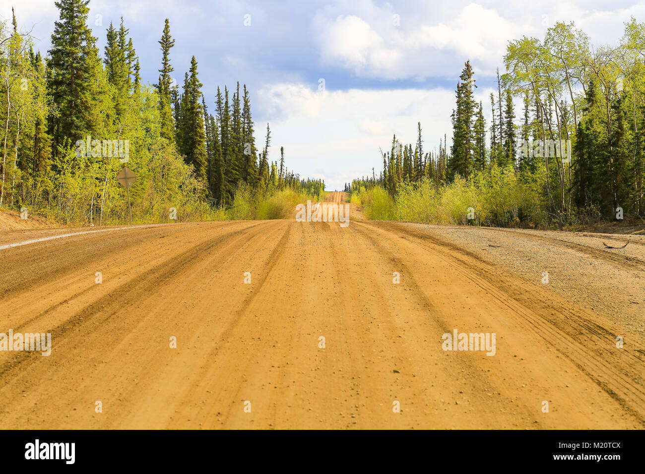 The Dalton Highway between Yukon River and Fairbanks in Alaska. The