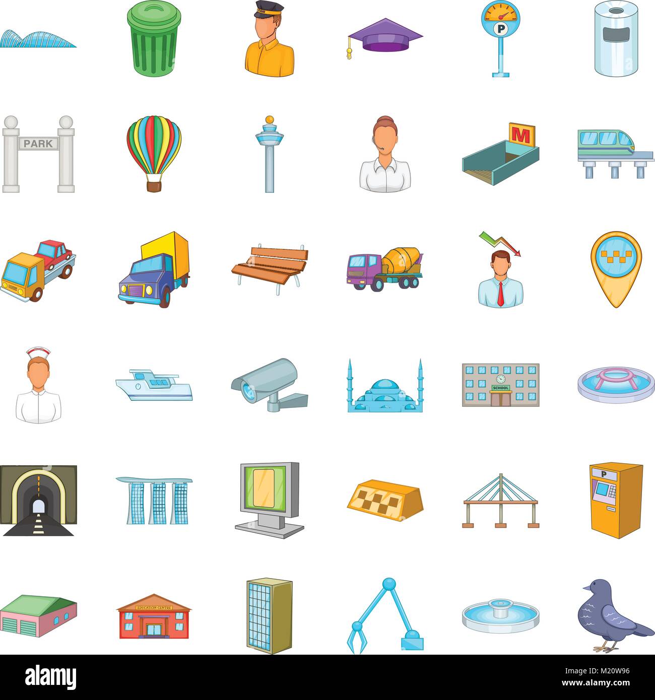 Metropolitan icons set, cartoon style Stock Vector Image & Art - Alamy