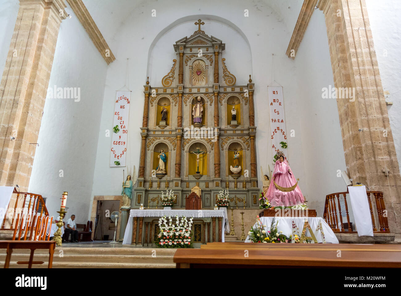 inside church valladolid mexico Stock Photo