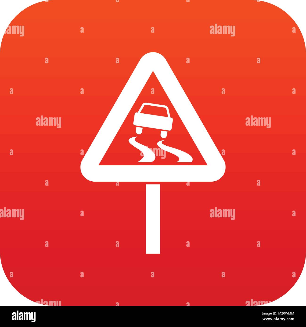 Slippery when wet road sign icon digital red Stock Vector Image & Art ...