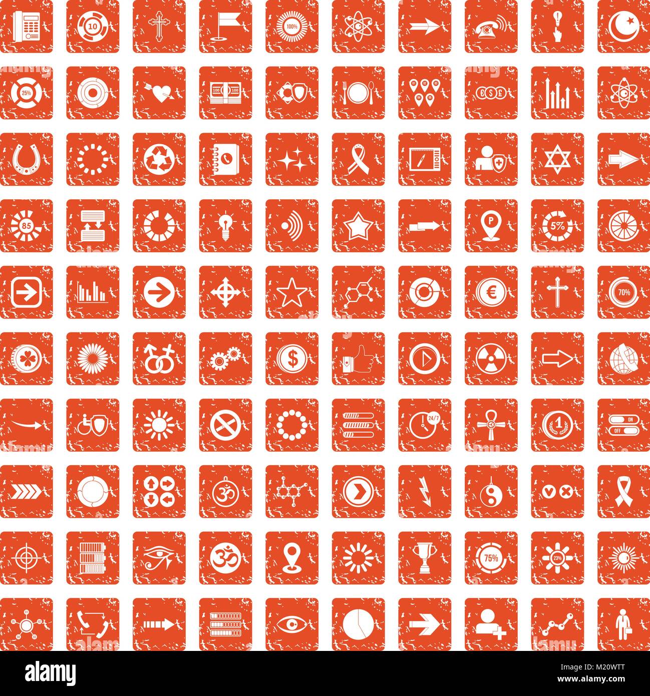 100 graphic elements icons set grunge orange Stock Vector Image & Art ...