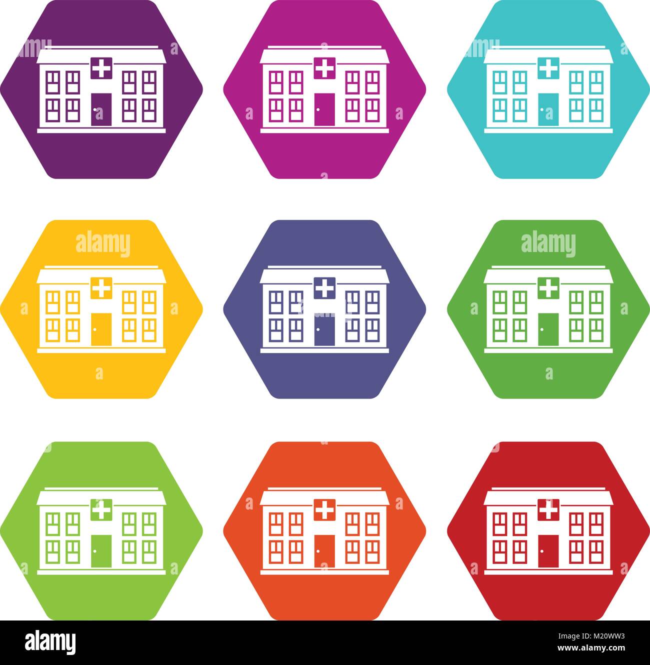 Hospital icon set color hexahedron Stock Vector Image & Art - Alamy