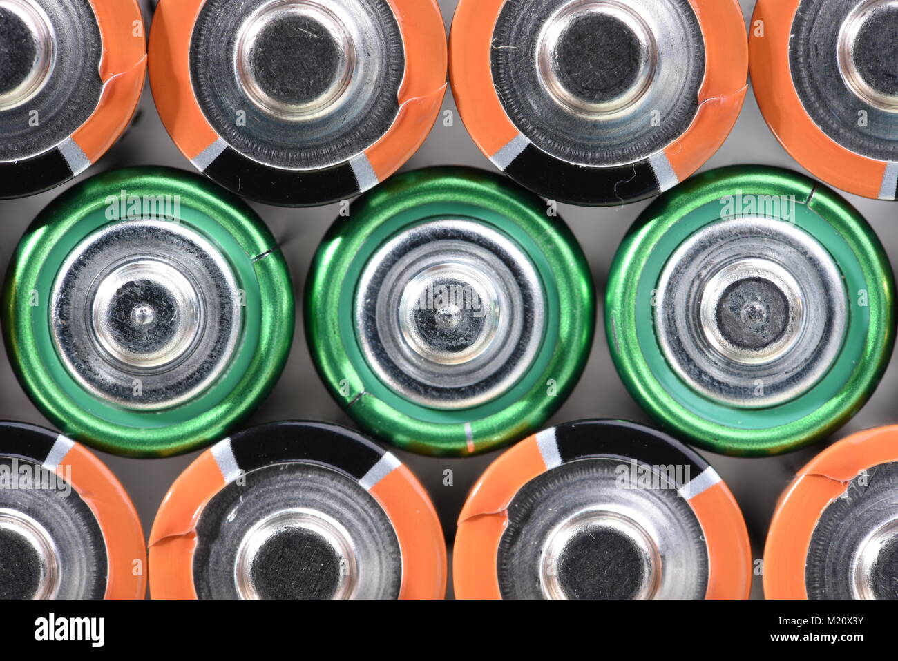 Group of AA batteries top view Stock Photo