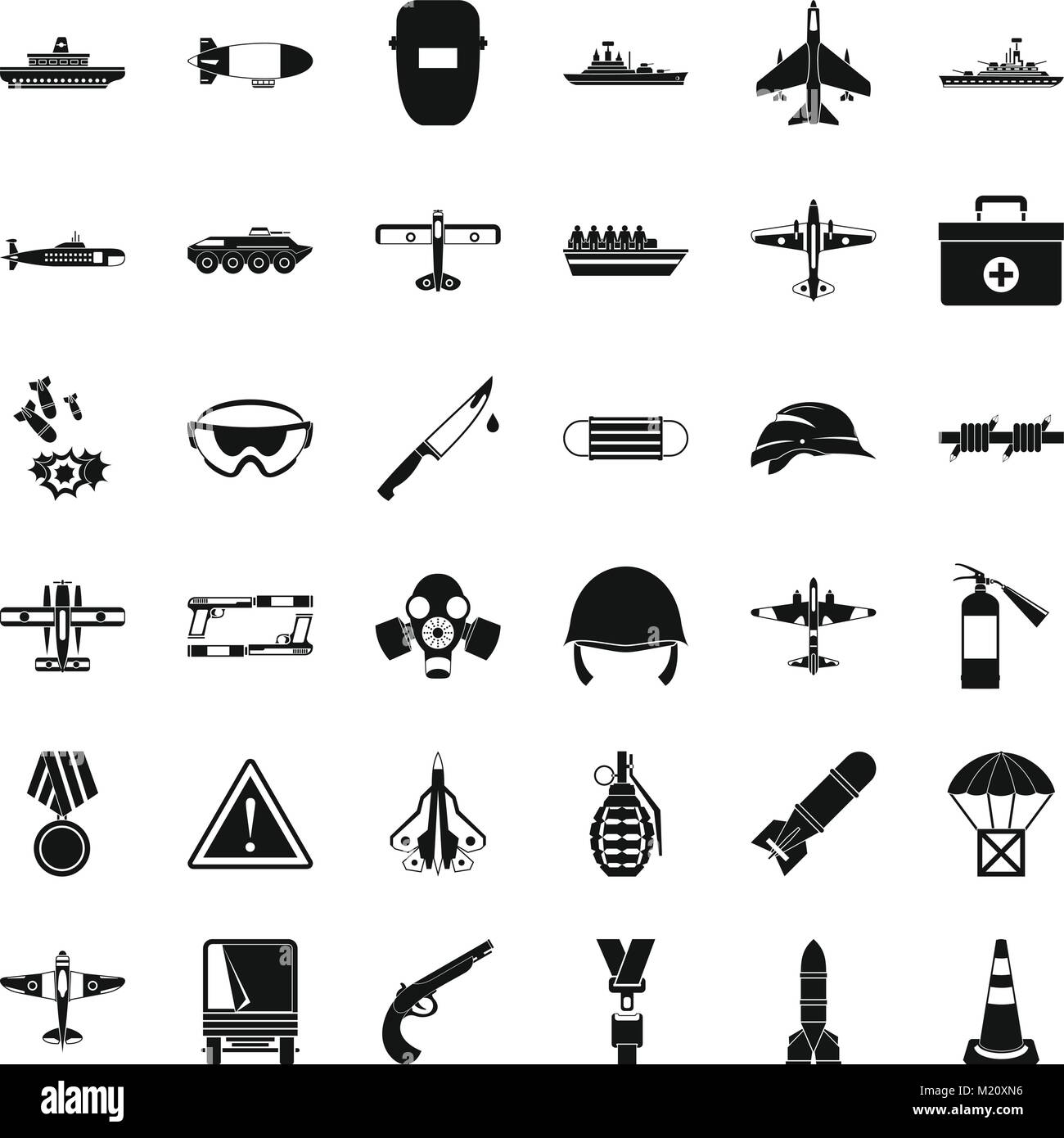 Military resources icons set, simple style Stock Vector