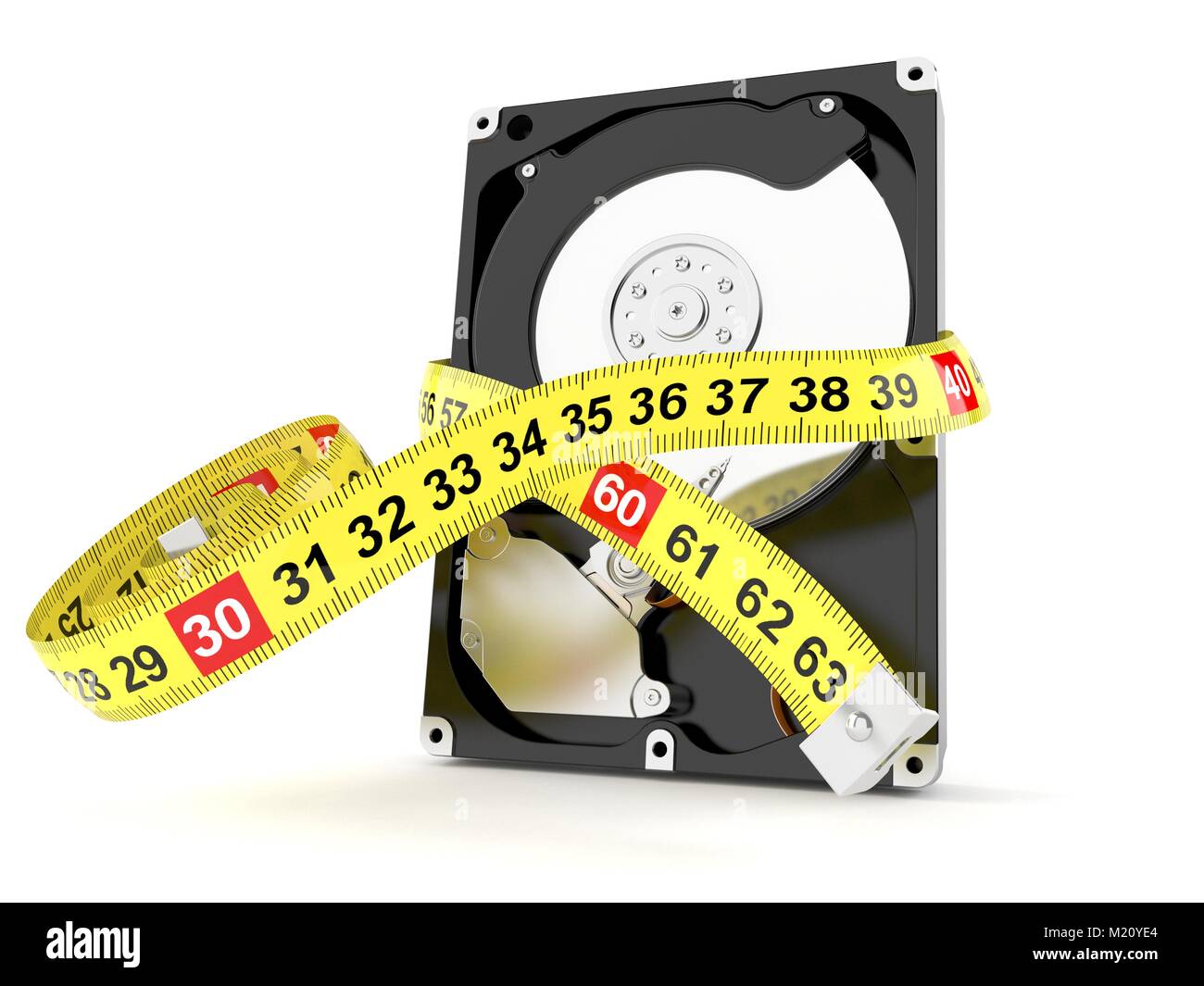 Hard drive size concept isolated on white background Stock Photo Alamy