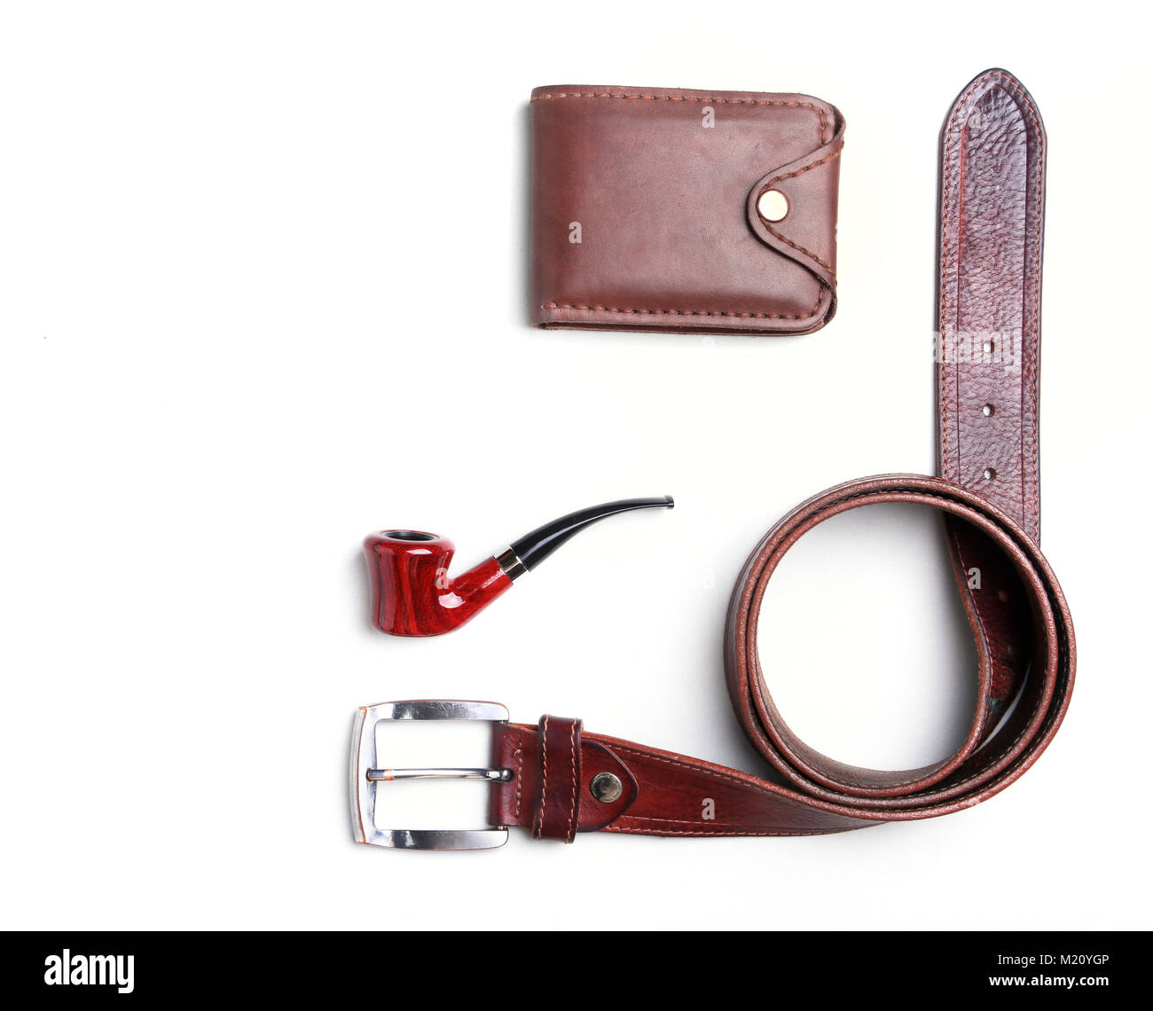 Men's accessories for business and rekreation. A professional studio photograph of men's business accessories. Top view composition Stock Photo