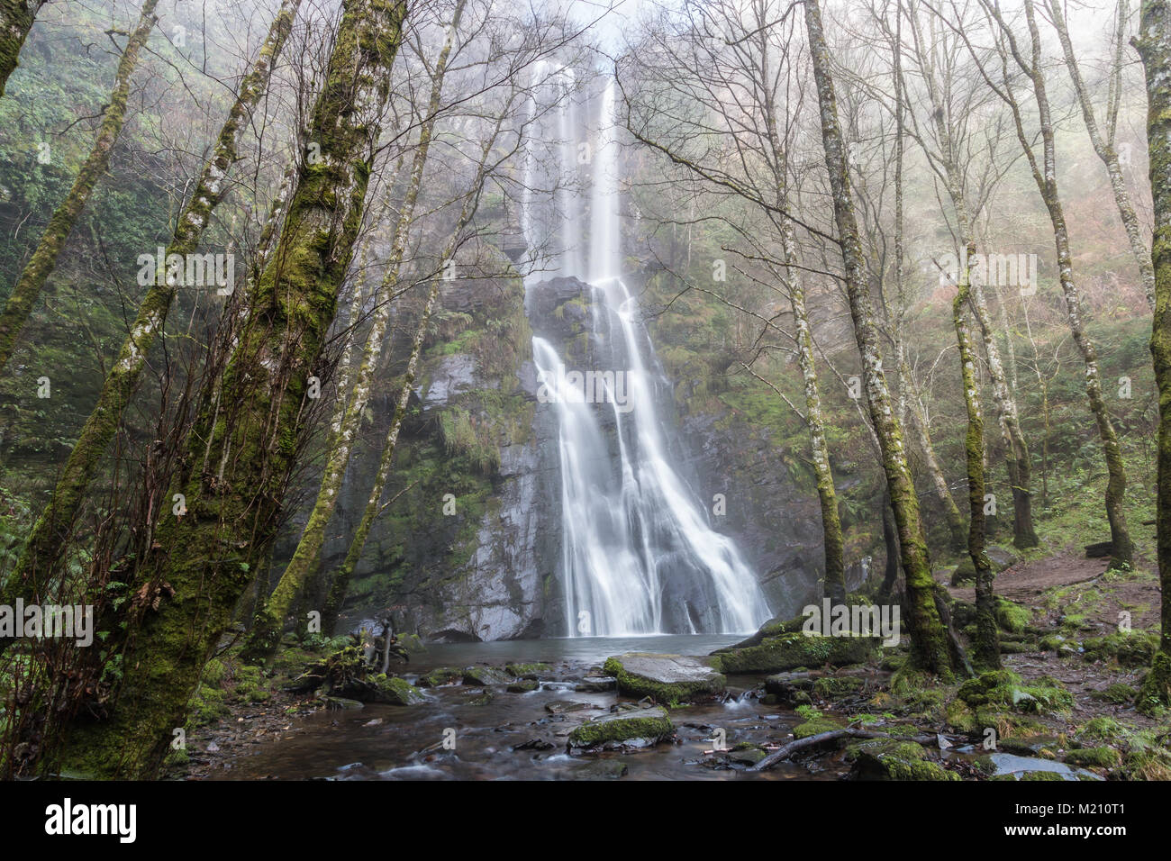 time of waterfalls and rivers full of water in the autumn of a small town in Galicia, Fonsagrada, worth seeing for its beauty and grandeur Stock Photo