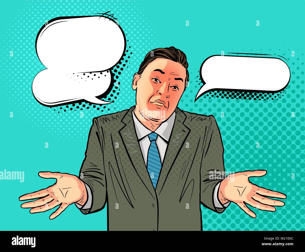 Businessman, man in business suit throws his hands. Vector illustration in pop art retro comic style Stock Vector