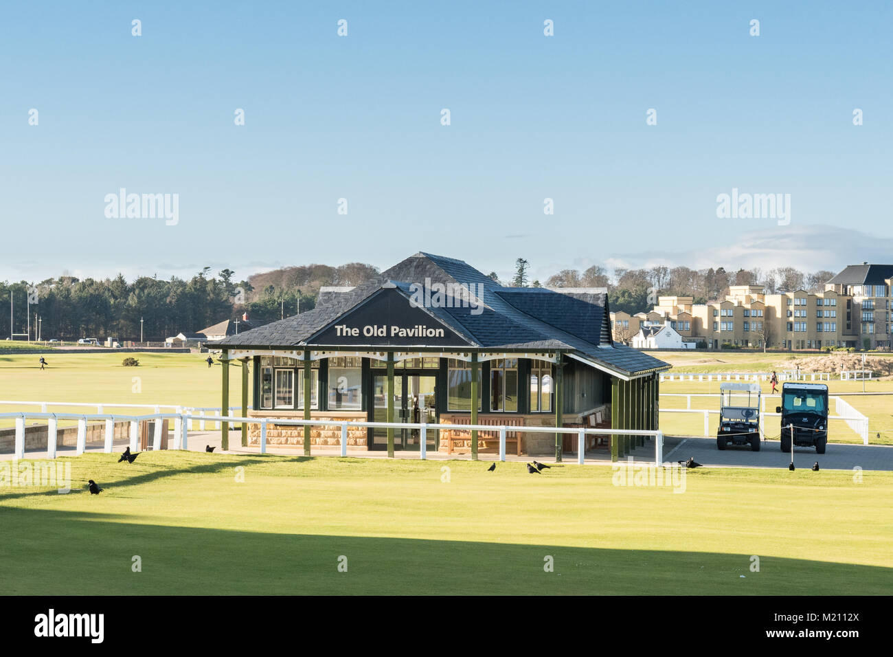 Old Course and The Old Pavilion, St Andrews, Scotland, UK Stock Photo
