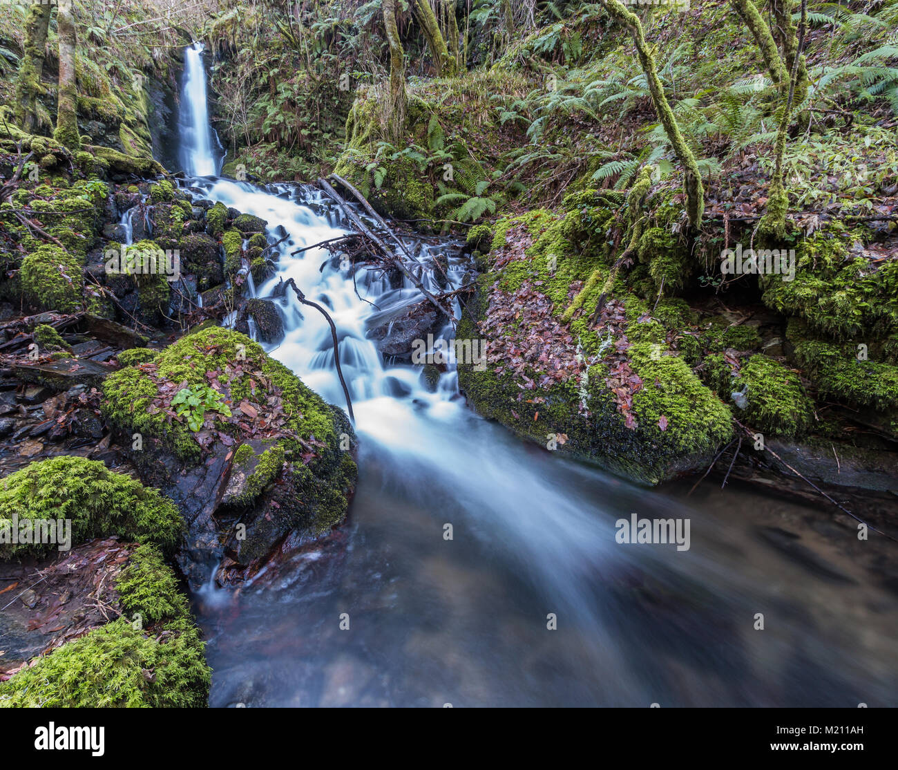 time of waterfalls and rivers full of water in the autumn of a small town in Galicia, Fonsagrada, worth seeing for its beauty and grandeur Stock Photo
