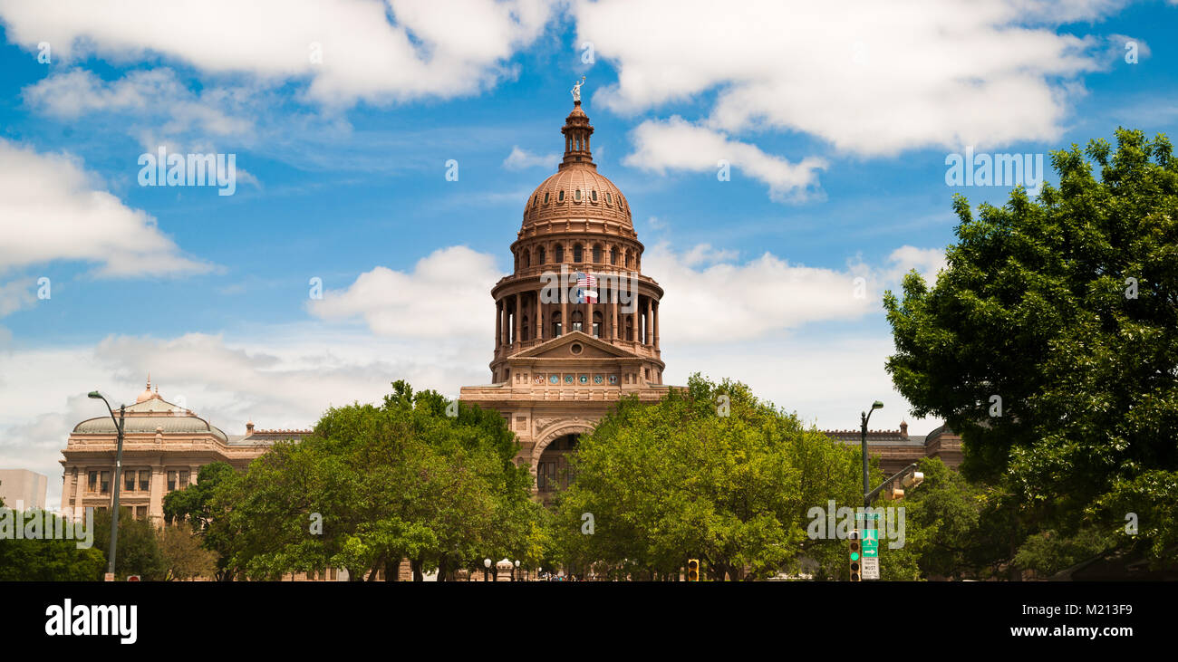 This is the building where the laws are made in Texas downtown in the background Stock Photo