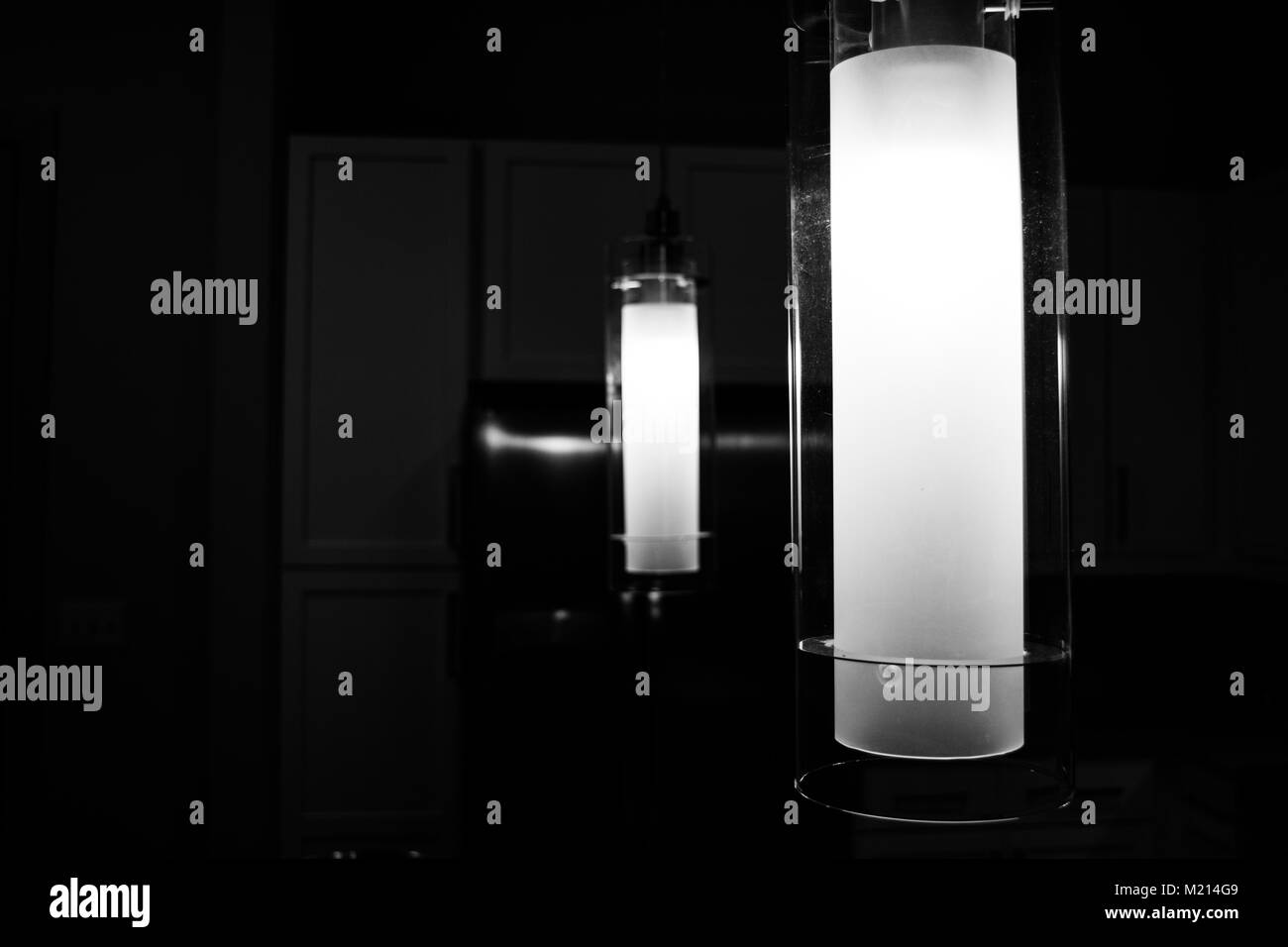 Kitchen lights in black in white Stock Photo Alamy