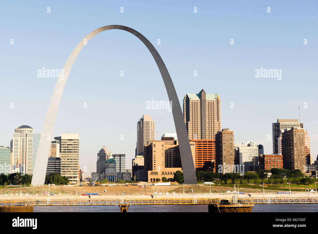The Mississippi River waterfront and the Gateway Arch in St Louis
