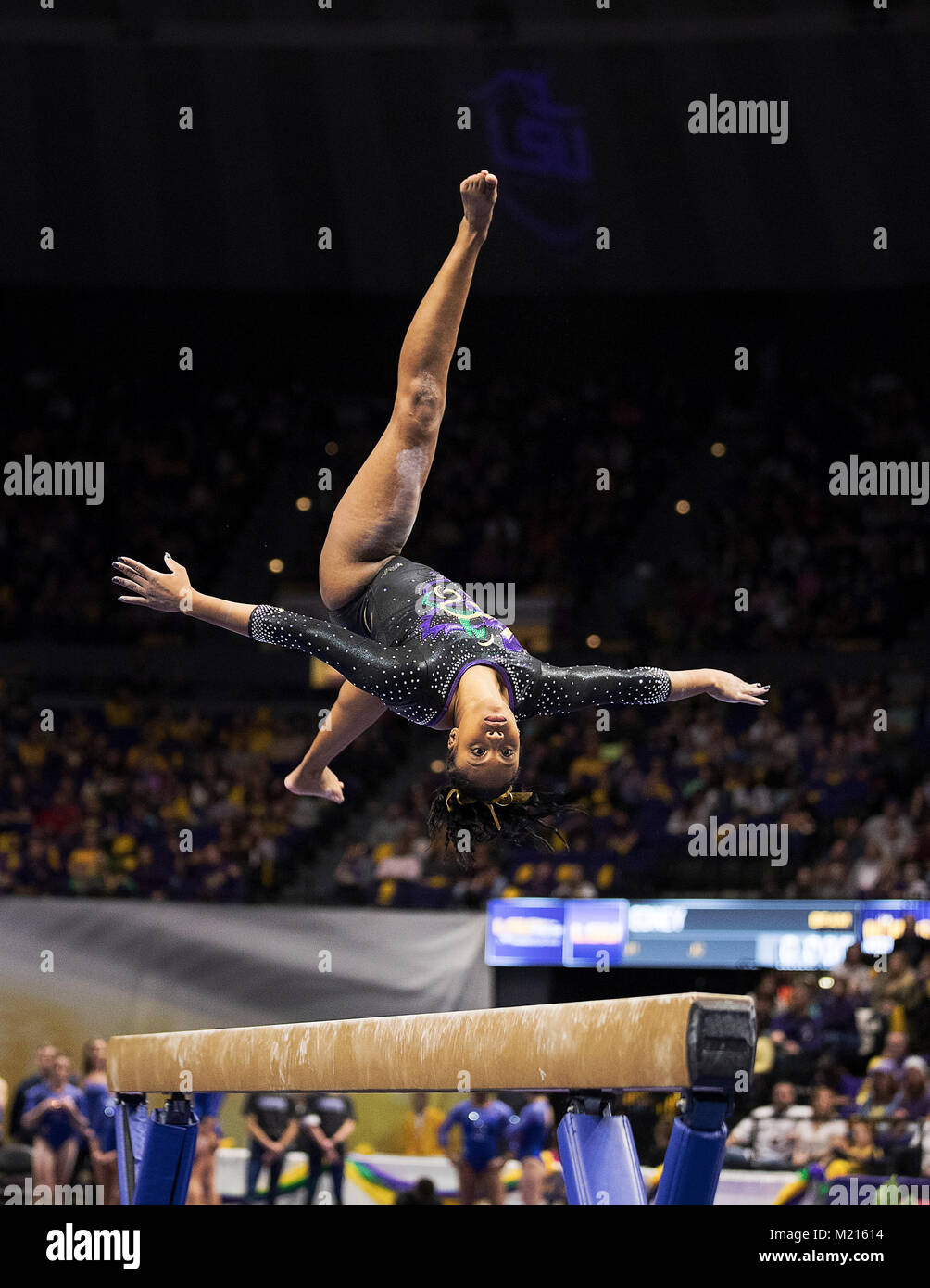Baton Rouge, LA, USA. 2nd Feb, 2018. LSU gymnast Kennedi Edney performs on beam during the meet