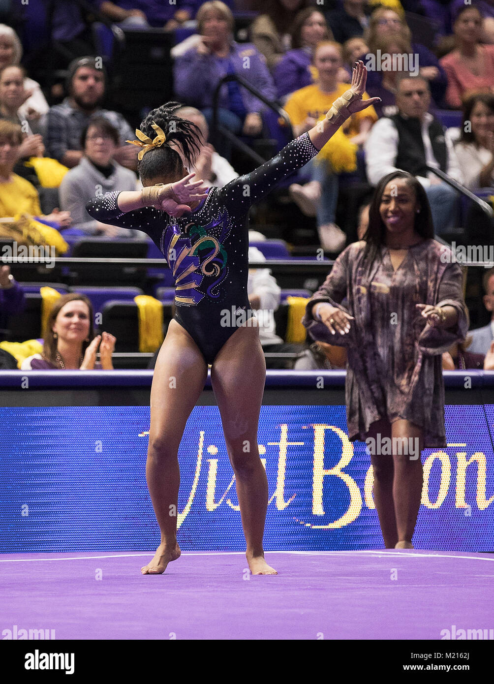 Baton Rouge, LA, USA. 2nd Feb, 2018. LSU gymnast Kennedi Edney performs on floor exercise during