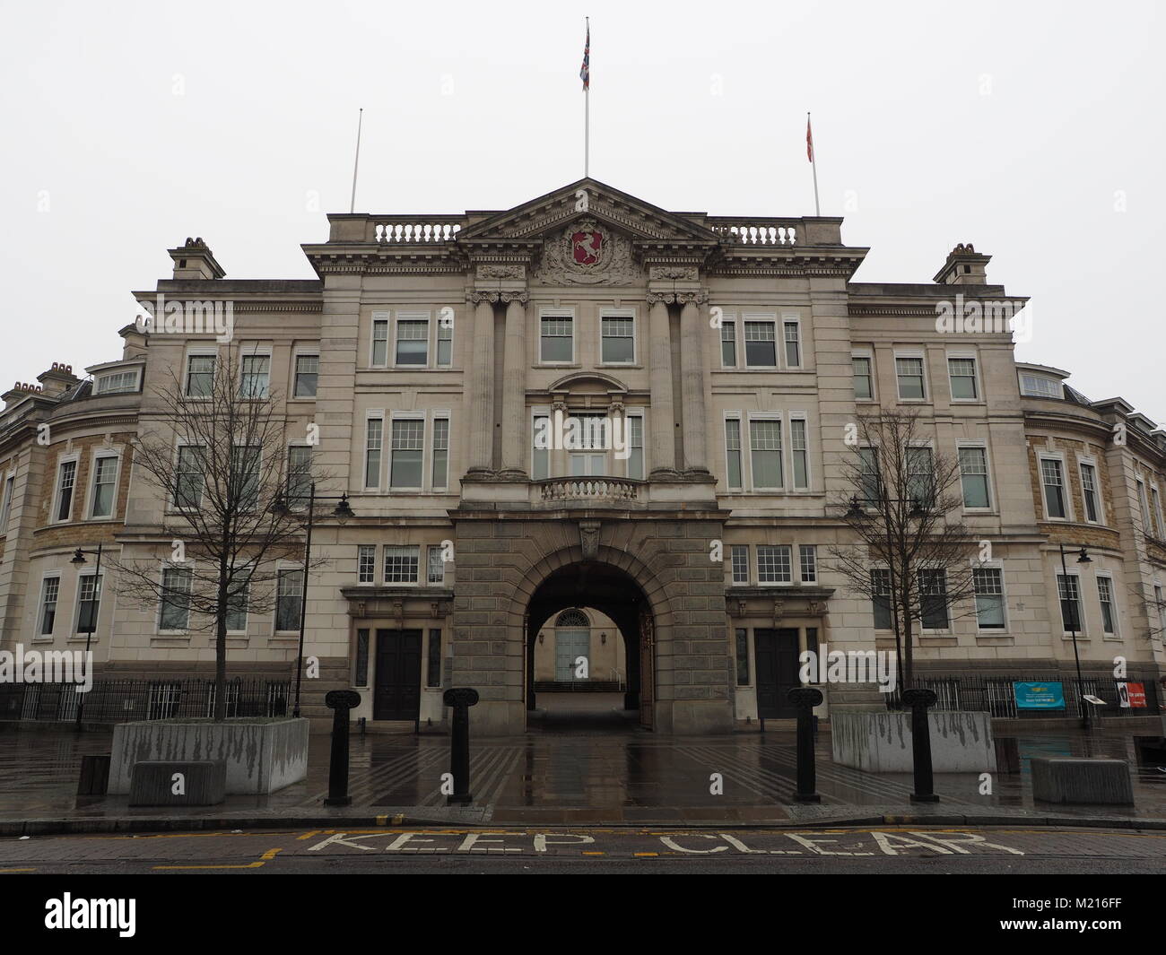 Maidstone, Kent, UK. 3rd Feb, 2018. UK Weather: a cold and wet day with persistent rain. County Hall - headquarters of Kent County Council. Credit: James Bell/Alamy Live News Stock Photo