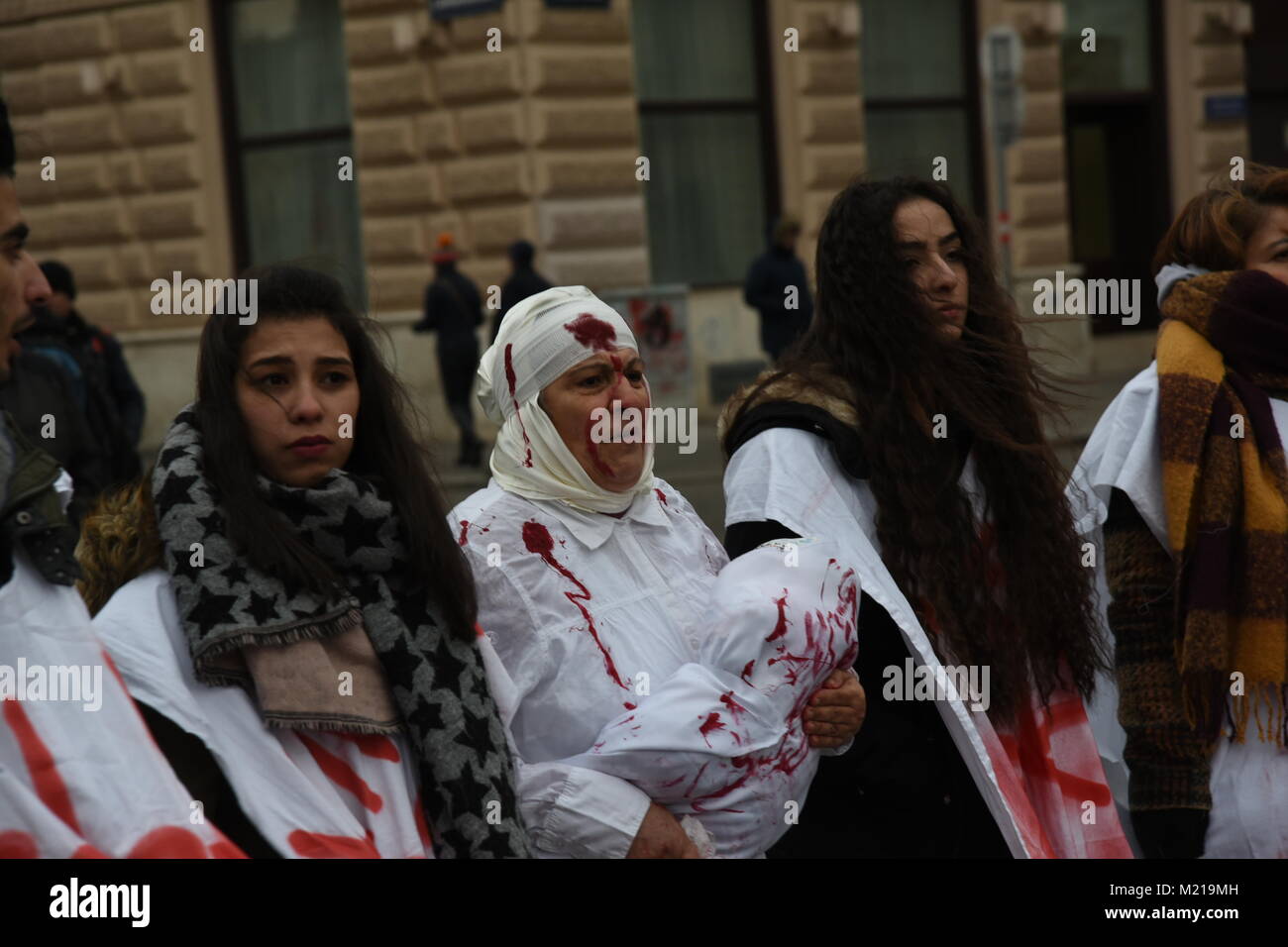 Thousands rally in solidarity with Afrin in Vienna, Austria Stock Photo