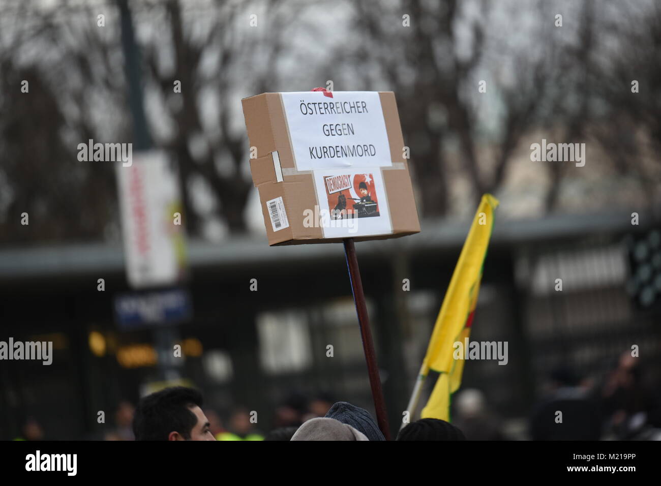 Thousands rally in solidarity with Afrin in Vienna, Austria Stock Photo