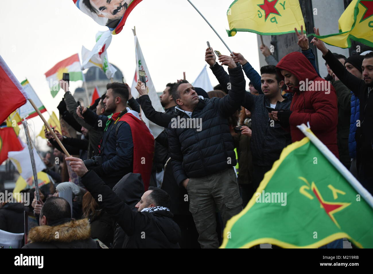 Thousands rally in solidarity with Afrin in Vienna, Austria Stock Photo