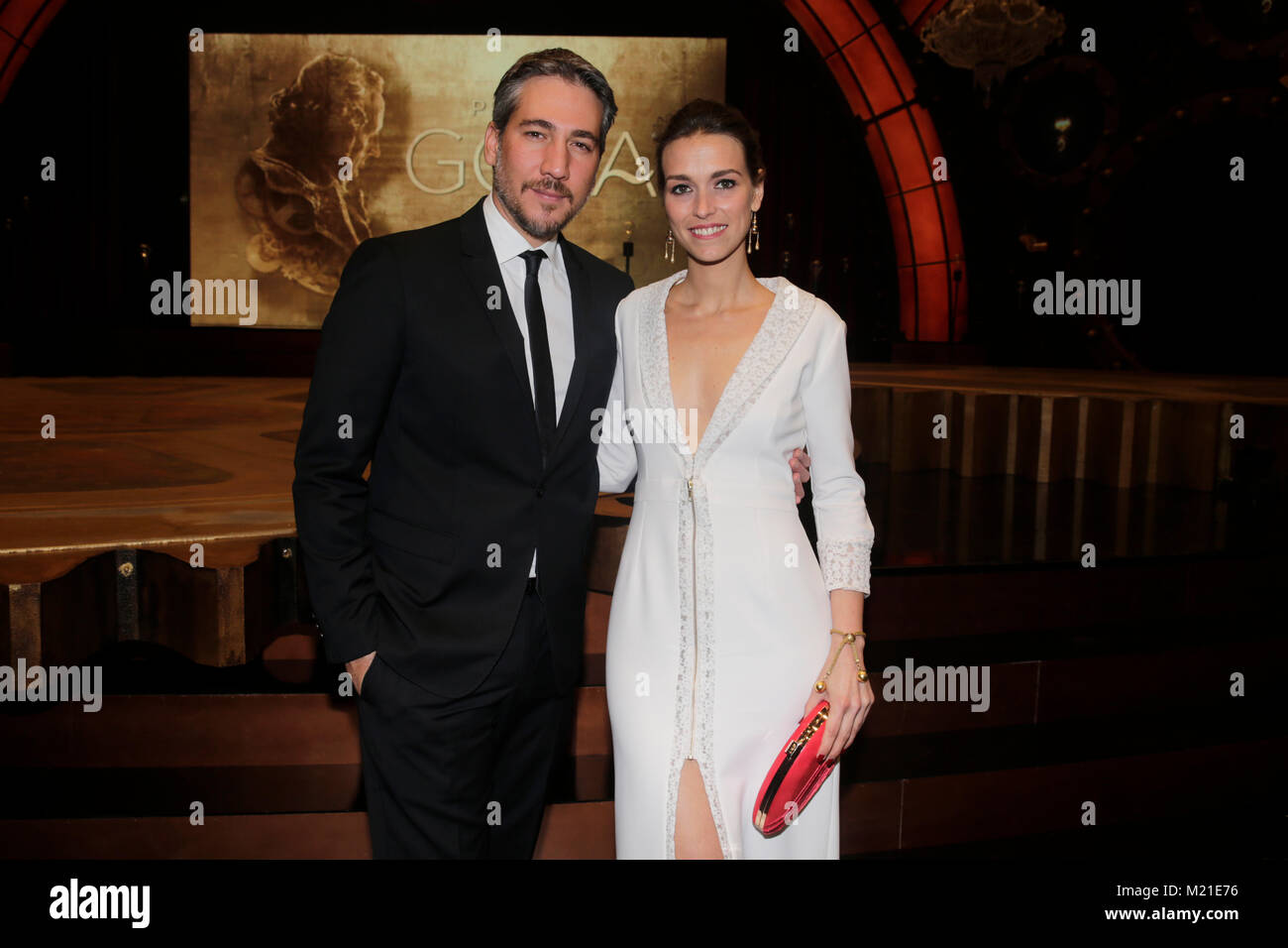 Actor Alberto Ammann and Clara Mendez Leite during the 32th annual Goya