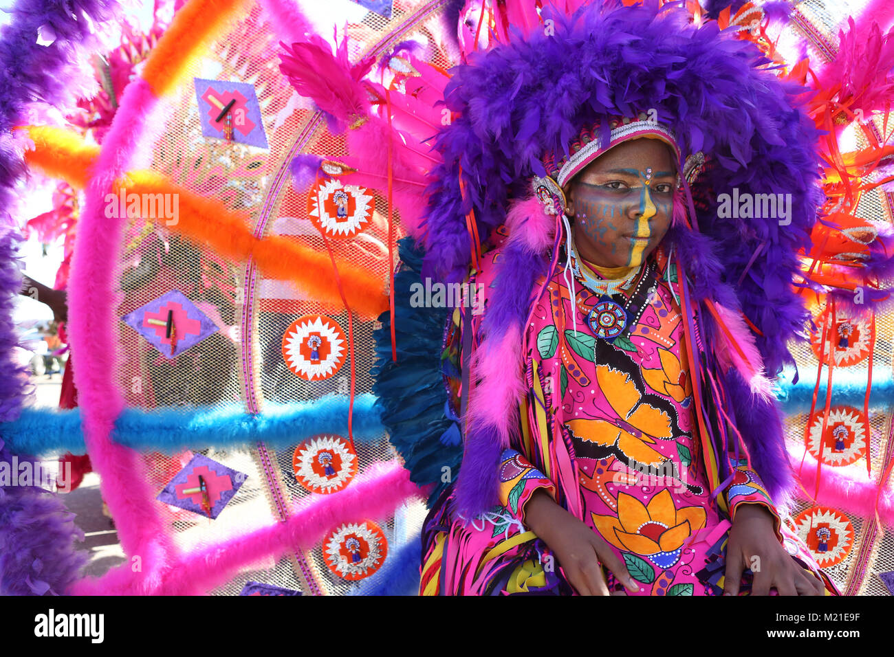 PORT OF SPAIN, TRINIDAD - Feb 03: Young masqueraders perform during the ...