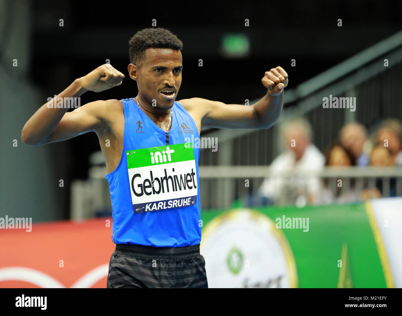 Karlsruhe, Germany. 3rd Feb, 2018. Hagos Gebrhiwet of Ethiopia