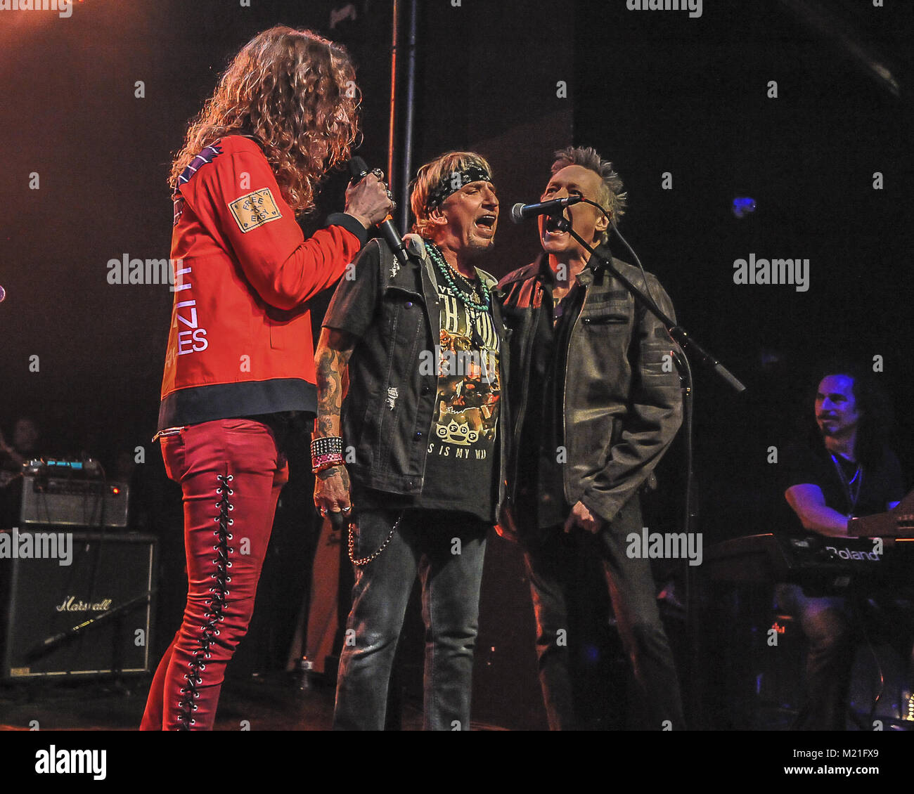 Santa Ana, CA, USA. 27th Jan, 2018. Keith St. James, Jack Russel and James Kottak providing vocals at RMR - Ronnie Montrose Remembered 2018 NAMM JAMM with over 25 Artists play some of Ronnie's greatest hits at the Observatory in Santa Ana Ca. for the 2018 Annual NAMM Show, the global business convention for the music industry. Credit: Dave Safley/ZUMA Wire/Alamy Live News Stock Photo