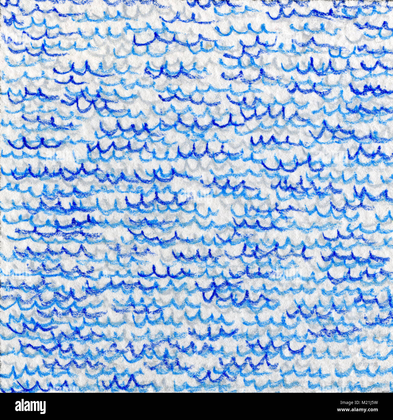 Blue-azure-gray  texture.  Horizontal wavy  strokes with a colored pencil.  Drawing by hand.  Background for a web page, abstraction, fabric pattern. Stock Photo
