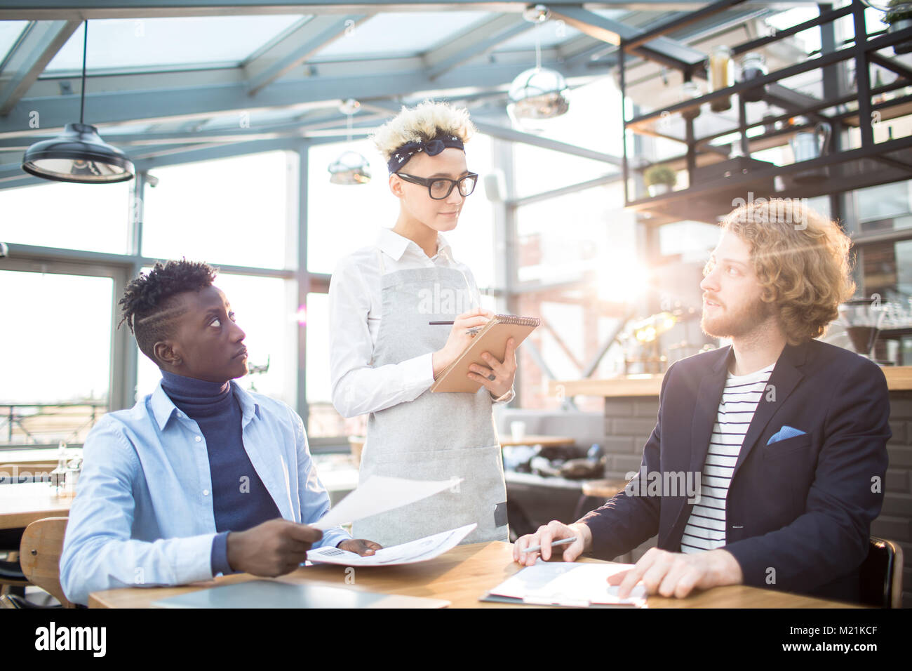 Ordering business lunch Stock Photo Alamy