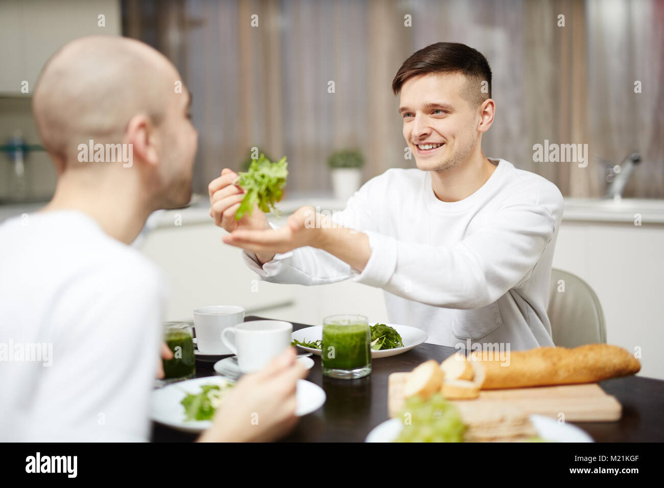 Breakfast of gay men Stock Photo