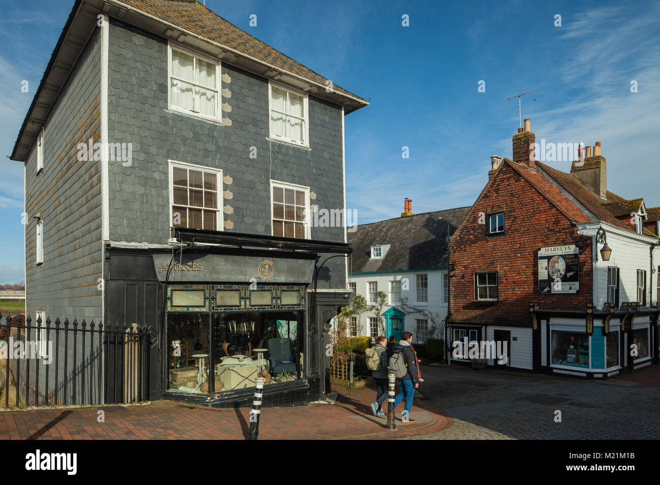 WInter day in the historic centre of Lewes, England. Stock Photo
