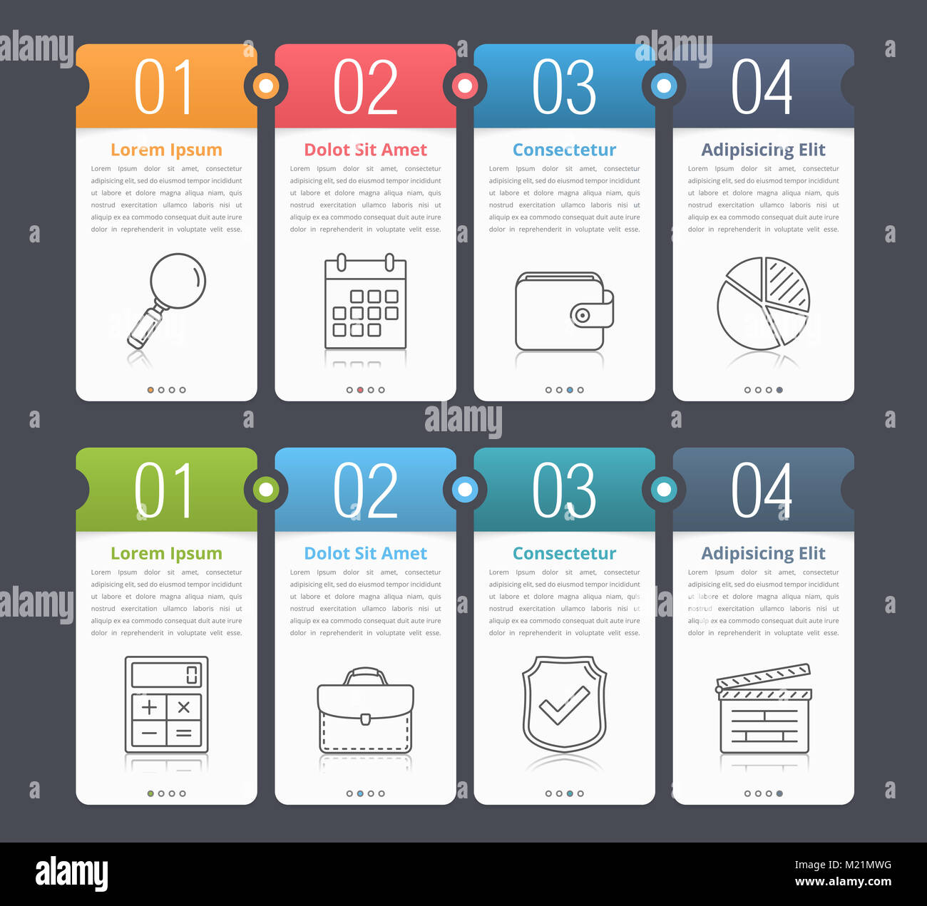 Set of infographic elements with numbers, line icons and place for your ...