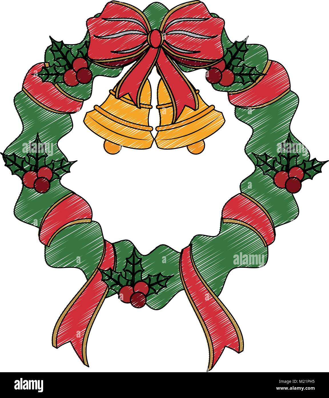Christmas wreath with bell Stock Vector Image & Art - Alamy