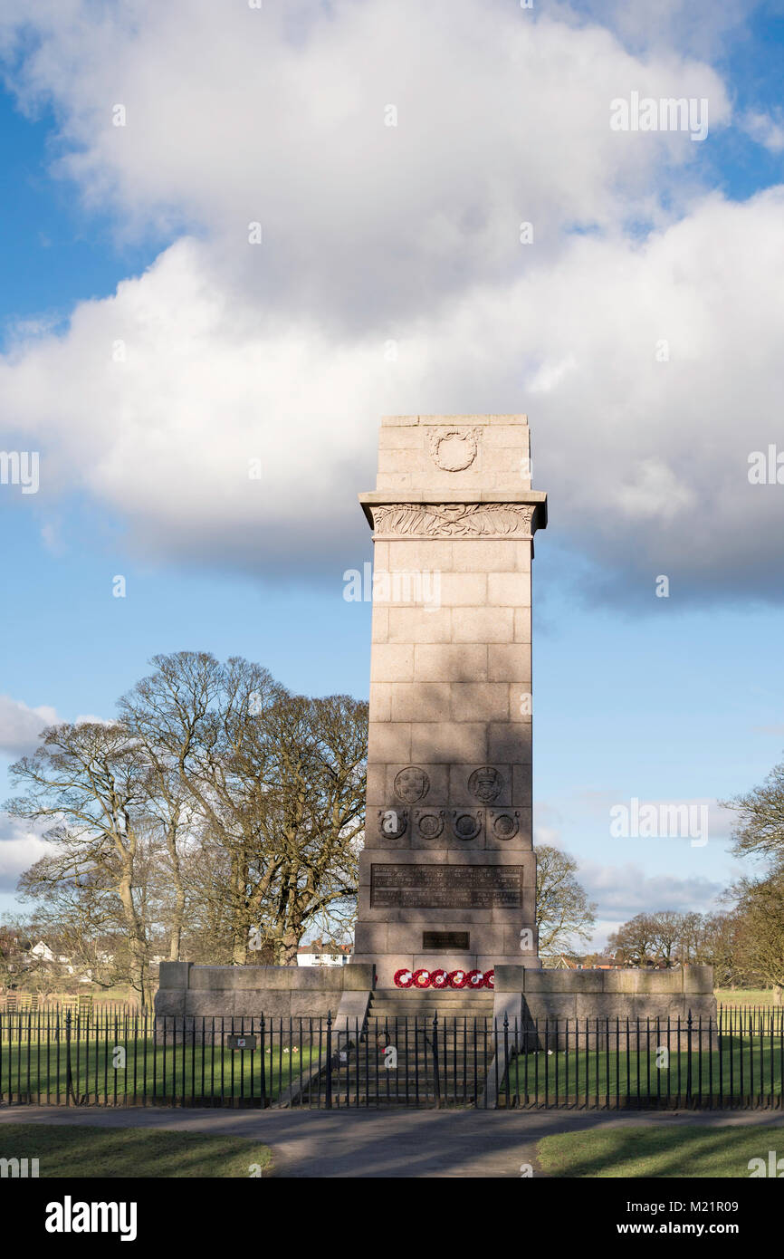 The Cumberland and Westmorland cenotaph style war memorial in Rickerby Park, Carlisle, Cumbria, England, UK Stock Photo