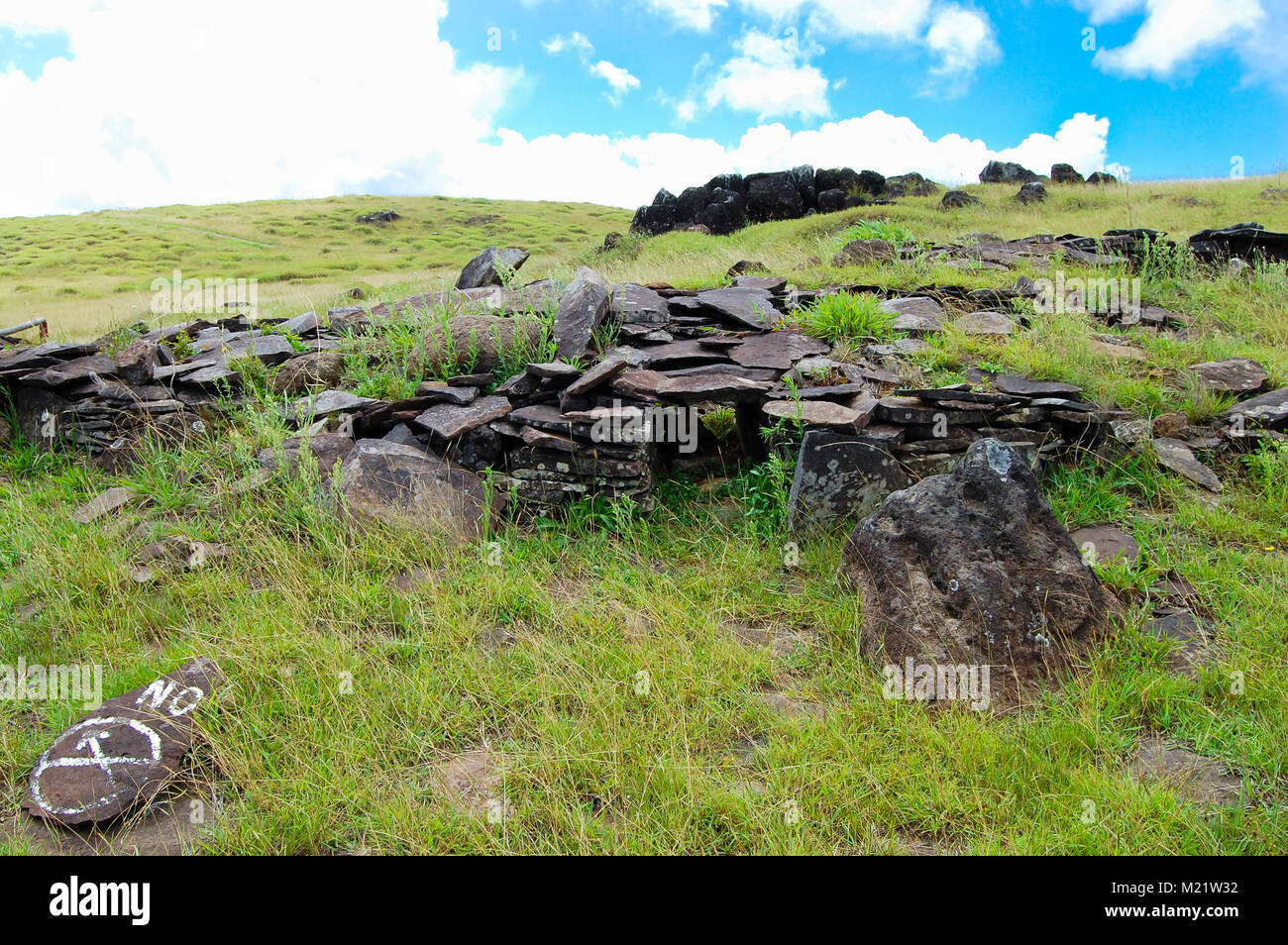 Orongo Stone Houses Easter Island Stock Photo Alamy