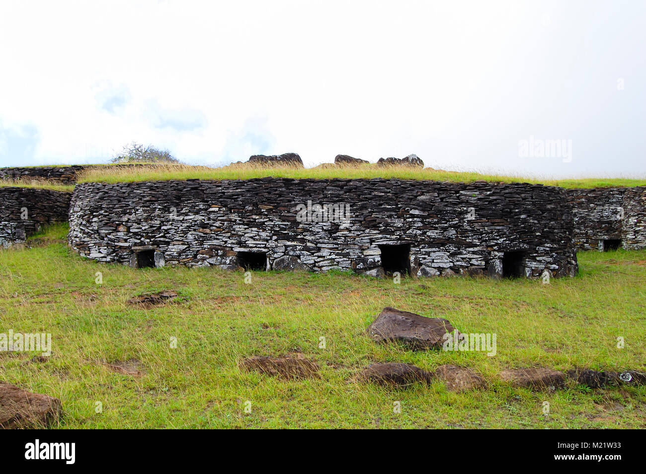 Orongo Stone Houses Easter Island Stock Photo Alamy