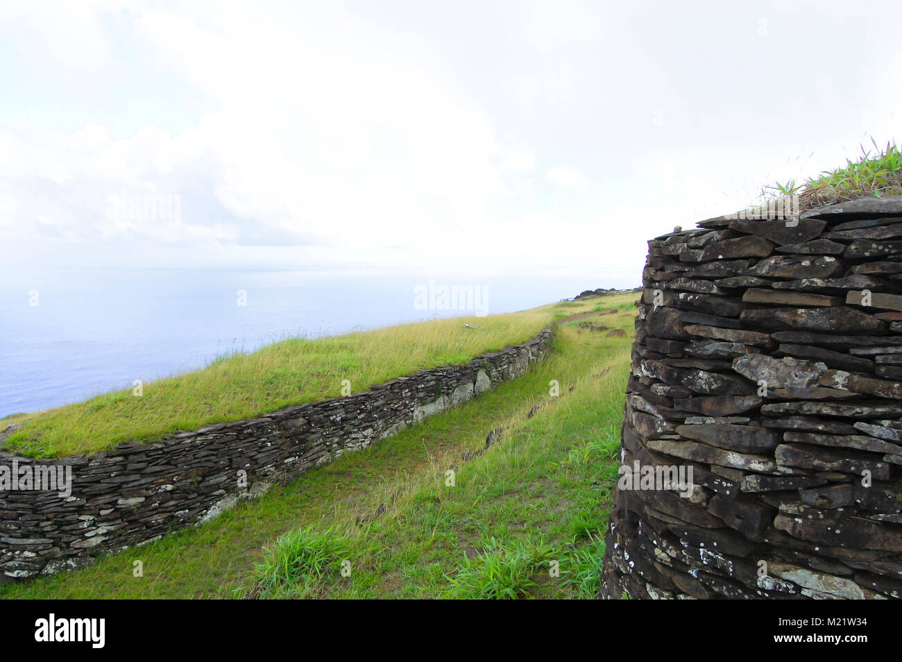 Orongo Stone Houses Easter Island Stock Photo Alamy