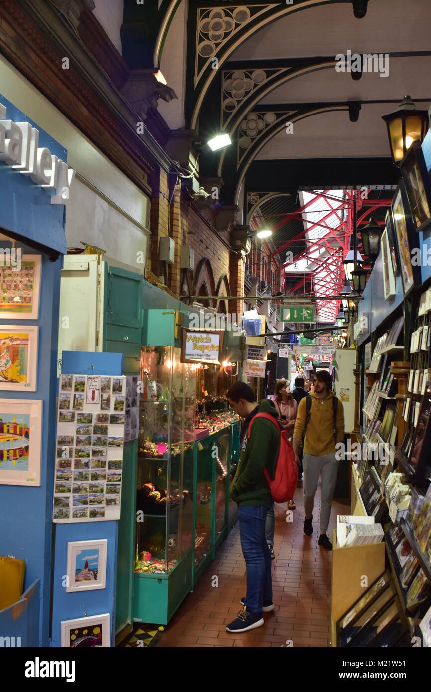 Postcard and souvenir shops inside Street Arcade in center of Dublin Stock Photo Alamy