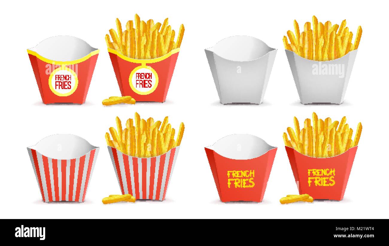 French Fries Set Vector. Classic Paper Bag. Tasty Fast Food Potato. Fast  Food Icons Potato. Empty And Full. Isolated Illustration Stock Vector Image  & Art - Alamy